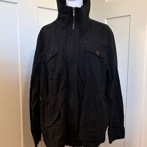Croft & Barrow Womens Black Zip Front Snap Jacket Size XL Spring Nice Weight